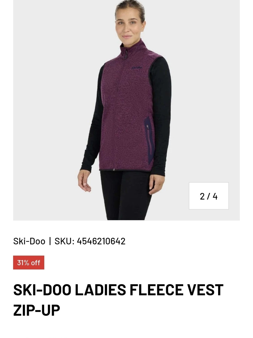 Ski-Doo Ladies Fleece Vest Zip-Up